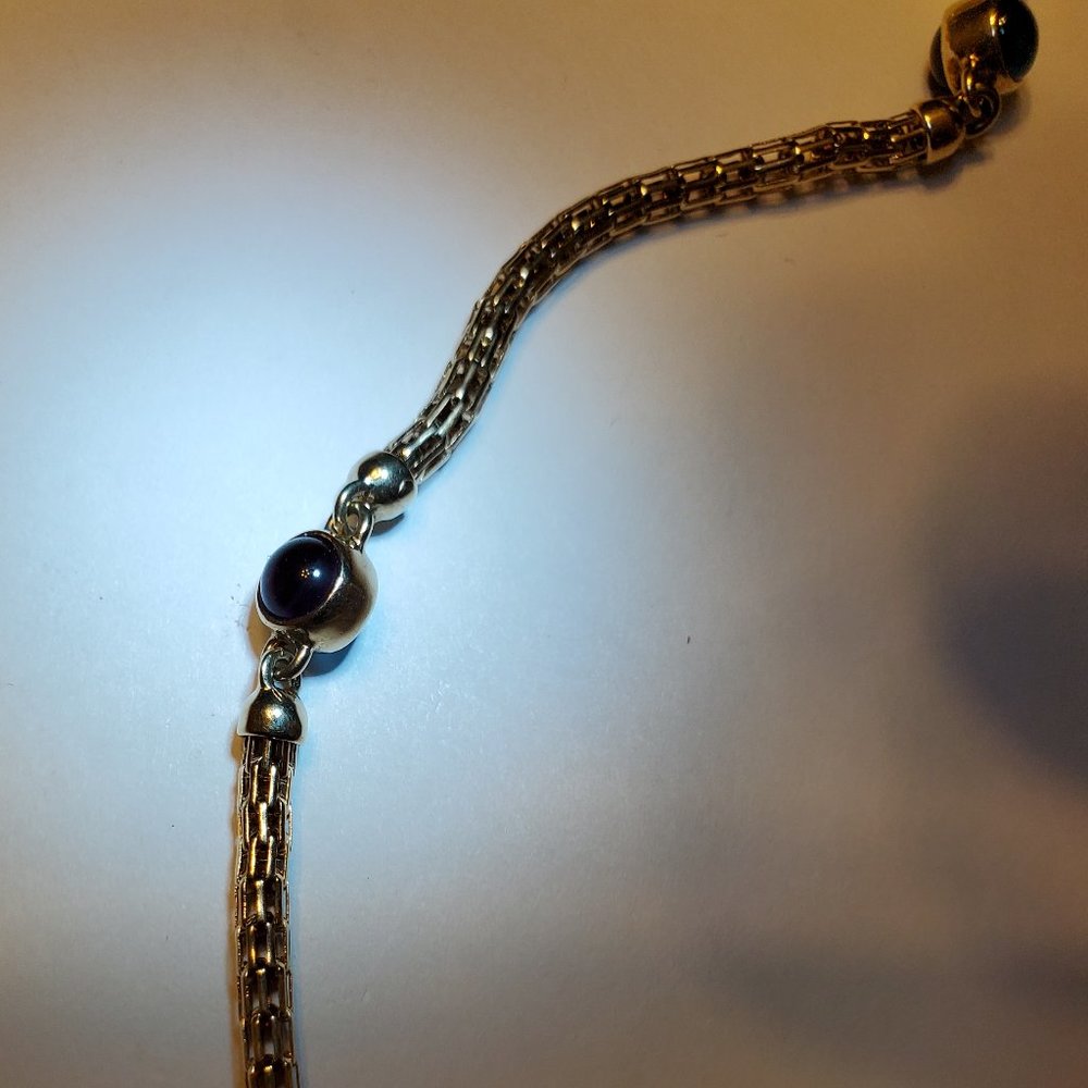 14K YELLOW GOLD AMETHYST & TOPAZ NECKLACE. - Picture 7 of 12